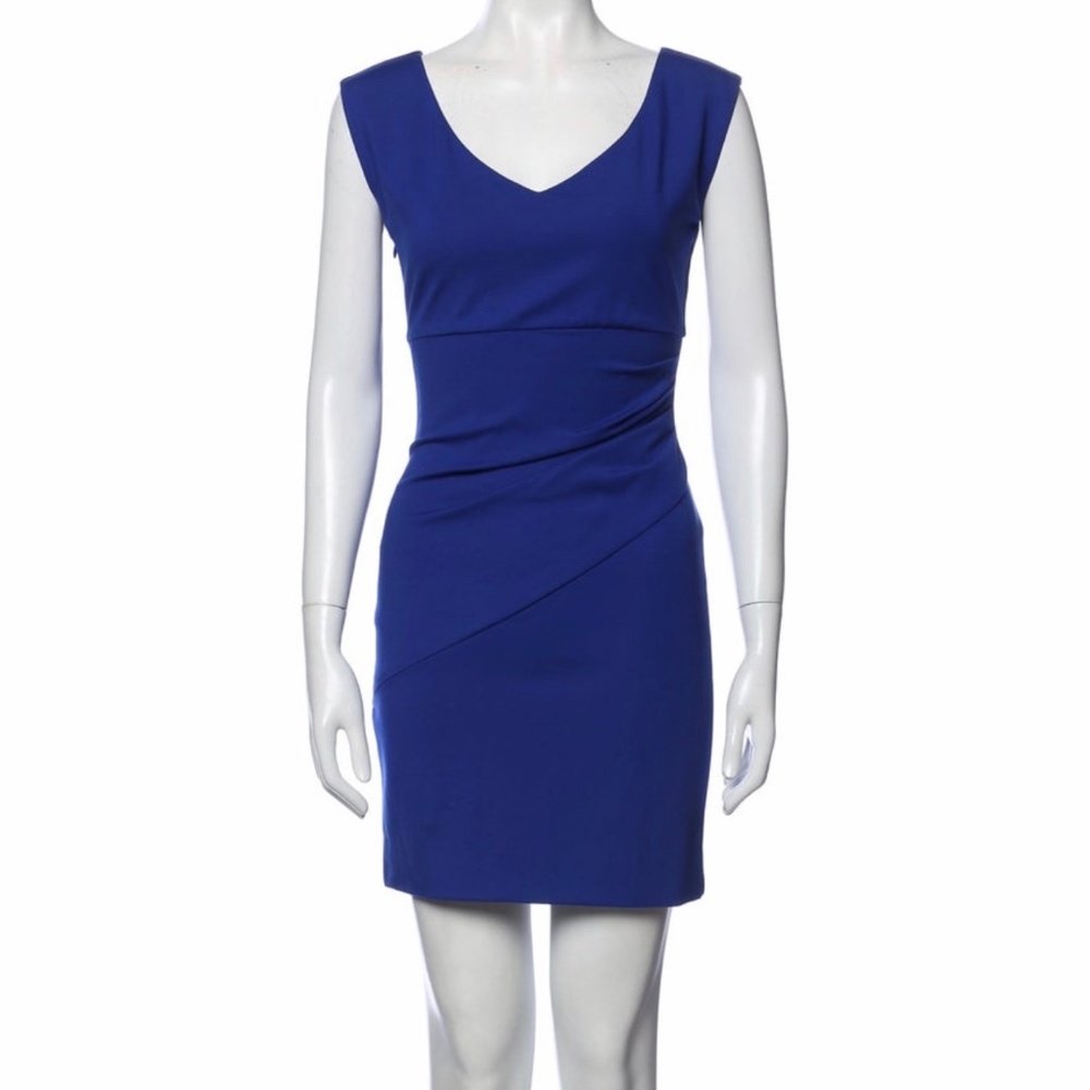 DIANE von FURSTENBERG Bevin Blue Cap Sleeves Ruched Waist Dress